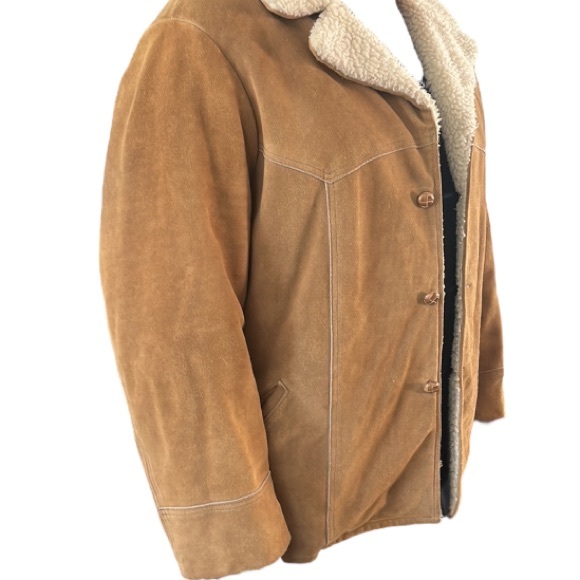 Vintage 70's Suede Sherpa lined Ranchers/Yellowstone Coat/Jacket -Oakton - Picture 4 of 17